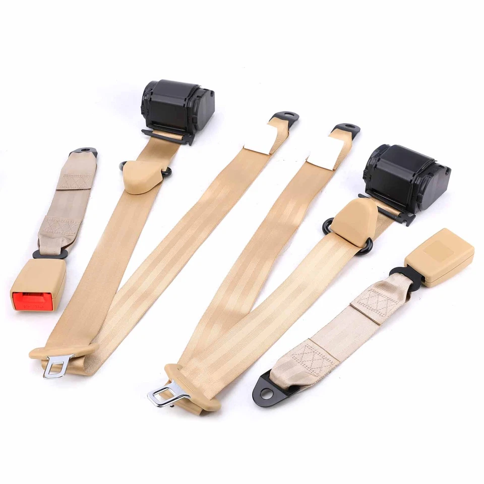 2x Retractable 3 Point Safety Seat Belt Straps Front Auto Vehicle Adjustable - Image 2 of 4