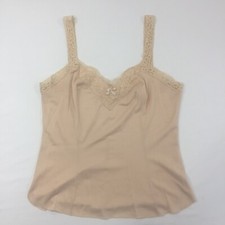 Vintage Olga Style 925 Camisole Cami Lace Trim Straps Beige Nude Size Medium