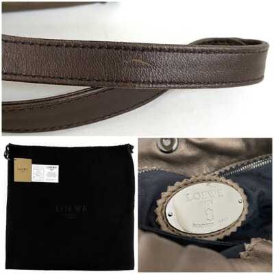 LOEWE Shoulder Bag Flamenco 22 Brown Silver 380.85EE17 Good