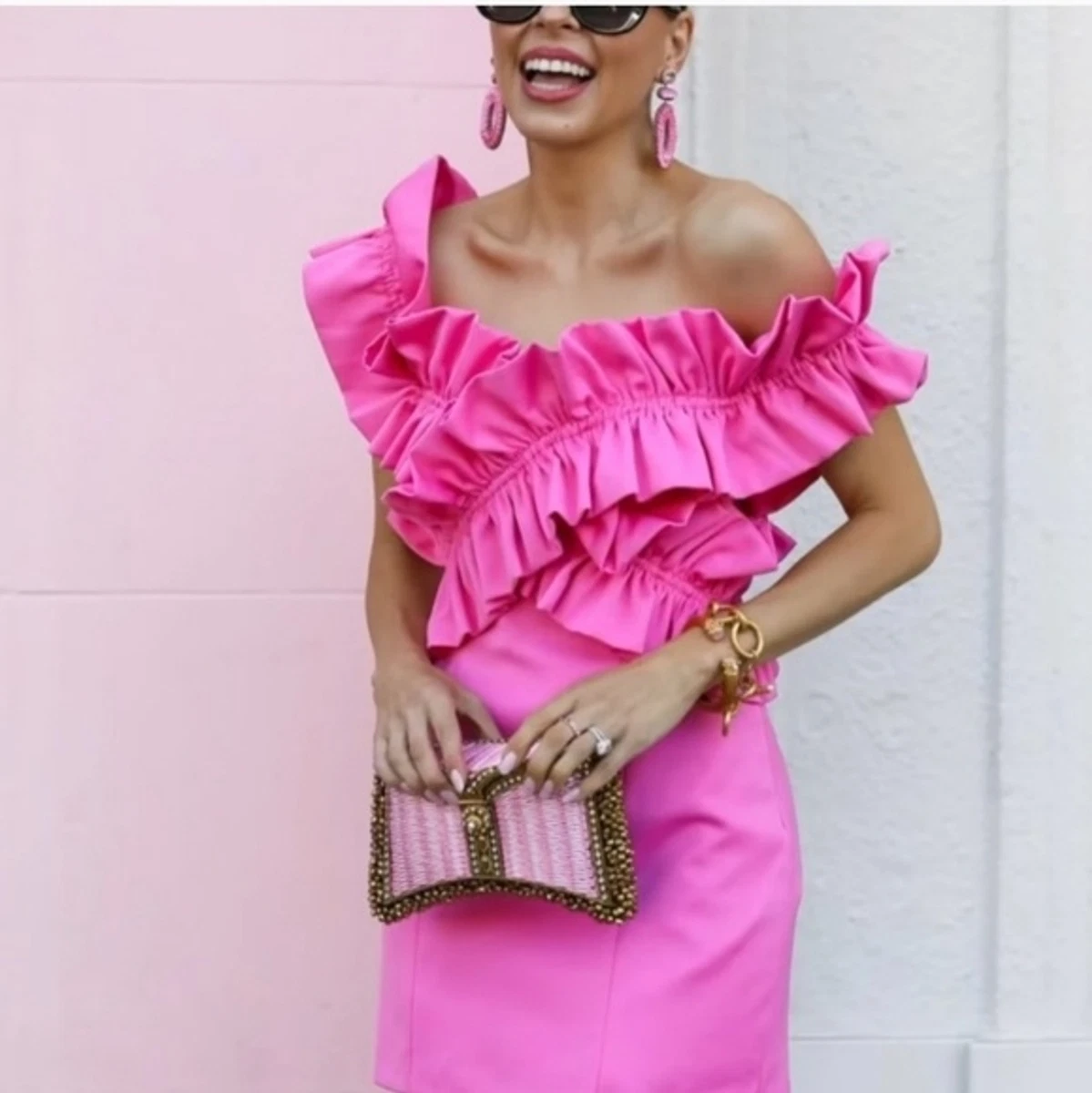 Zara pink hotsell frill dress