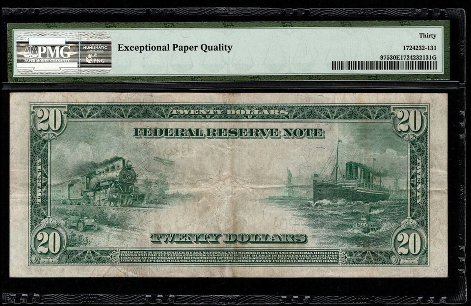 1914 $20 Federal Reserve Note Philadelphia Fr. #975 White/Mellon PMG 30 (BFJ) - Image 3 of 4