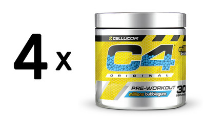 4 x Cellucor C4 Original Pre-Workout, Millions Bubblegum - 198g (119,89 EUR/kg)