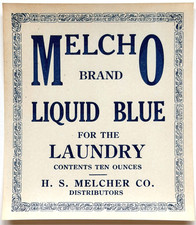 1910-15 Melcho Liquid Blue Laundry Label Unused NOS Vintage Advertising Melcher