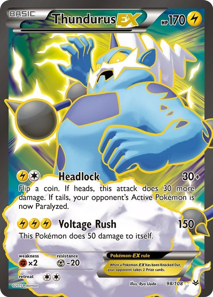 Thundurus EX - 98/108 - Pokemon Roaring Skies XY Full Art Ultra Rare Card LP