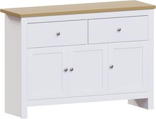 Arlington Sideboard, Buffet Table, Cupboard Cabinet (White & Oak, 2 Drawer 3 Doo