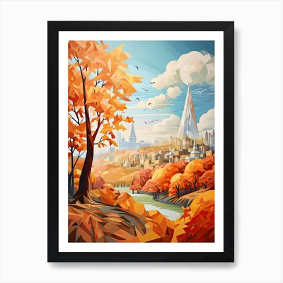London View geometrische Vektor-Illu gerahmtes Wandbild Poster Leinwanddruck Bild