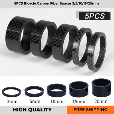 5 Stück Kohlefaser 3/5/10/15/20 mm Steuersatz Spacer 1 1/8'' Vorbau für Fahrrad MTB Bike - UK