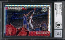 Damian Lillard Auto Signed 2019-20 Panini Mosaic Montage Card 1 Sig 10 Beckett