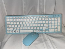 Wireless Turquoise Keyboard Mouse Bundle, Plug  Play, Quiet Keys, V-C24A