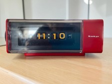 Vintage Sankyo 612Z Drum Flip Alarm Clock Red Japan Working No Buzzer Retro