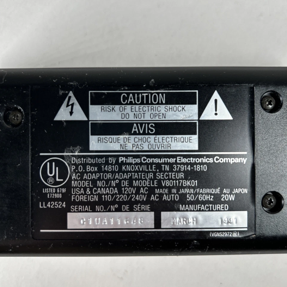 Cargador adaptador de CA con cable de alimentación original Philips #V80117BK01 Foto 3 de 3
