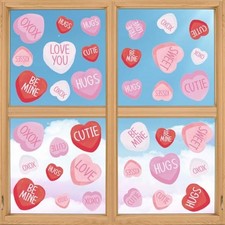 108 PCS Valentine's Day Window Cling Sticker, Pink Colored Pink Tiny Heart
