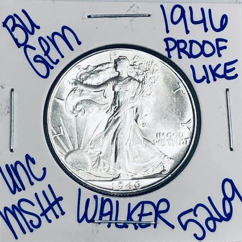 1946 BU UNCIRCULATED WALKING LIBERTY SILVER HALF DOLLAR AUTHENTIC U.S. MINT 5269