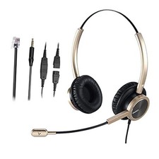 Telephone Headset with Microphone Noise Cancelling, Office Binaural Gold