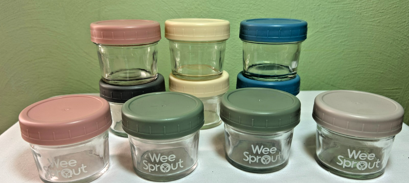 Wee Sprout 4oz Glass Baby Food Jars 10