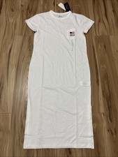 NWT Polo Ralph Lauren Women's Size XS T-Shirt Dress w/ Pocket White Split Hem
