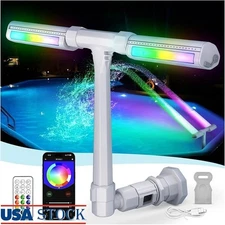 RGB Pool Fountain W/ Lights Remote Control 64-Color 12 Modes Waterfall Sprinkler