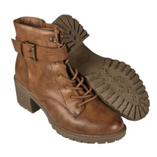 Frye And Co. Boots Women 10M Axel Brown Stacked Lugged Heel Lace Streetwear