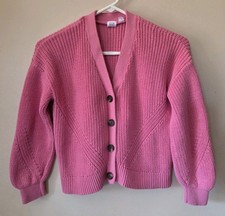 Gap Kid's Girl's Large Pink Knit Cardigan 100 Cotton Sweater EUC