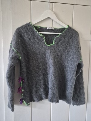 Re/Done Boho Pullover 100% Kaschmir Used Grau Größe S