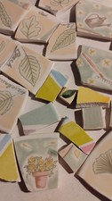 7 Oz Garden Tree Leafs Green Broken China Plate Lot 63 Mosaic Tiles