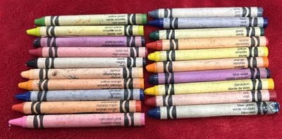 80er/90er Jahre Crayola Buntstifte 20 u.a. ausgemusterte Farben Pusteblume apricot scharlachrot