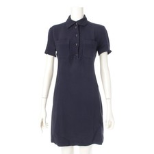 GUCCI 1996 Tom Ford GG Button Long one piece dress Navy 38