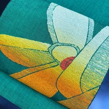 Nagoya Obi Belt Band Hassun Pure Silk Kimono Matsuba Pattern Tsumugi (K1496)