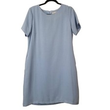 Molly Bracken Women size Medium Light Blue side pockets Shift Dress FLAWED
