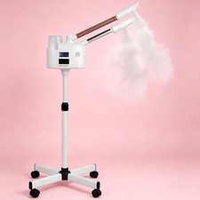 Facial Steamer, 2 in 1 Steamer with Ozone and Hot  Double Tube, White