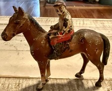 Vintage Hubley Toy Horse  Jockey Rider Cast Iron 1930  s Original Paint GENUINE