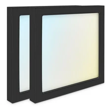 Luxrite 6" Square LED Flush Mount Light 15W 1000LM 5CCT Dimmable Black 2-Pack