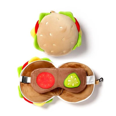 5055071754180 Poduszka podróżna i maska na oczy, Fast Food Burger, Relaxeazzz Pu