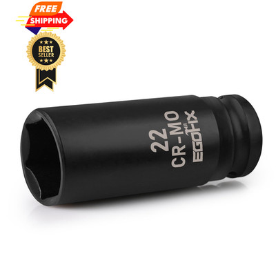 EGOFIX 22mm Socket 1/2'' Drive Deep Impact Metric Socket,CR-MO 22mm, 