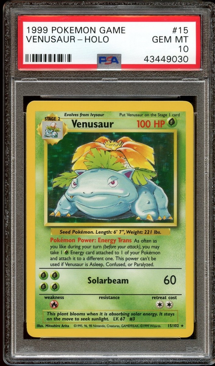 PSA 10 GEM MINT Venusaur 15/102 HOLO RARE Base Set Pokemon Card | eBay