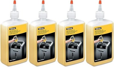 Fellowes Powershred Performance Shredder Oil Extended Nozzle Bottle 12 oz 4 Pack