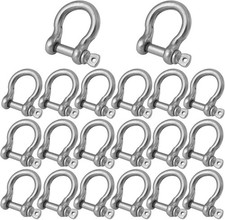 20 PCS Stainless Steel M6 Screw Shackle 1/4 Inch Chain Shackle Bow Shackle