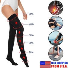 Full Leg Brace Thigh High Compression Socks Pain Relief Support Stockings Unisex