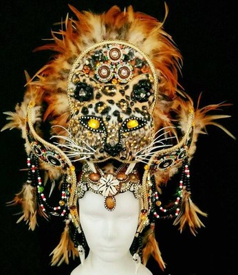Da neena h990 leopard gypsy wild cabaret dance pageant showgirl vegas headdress