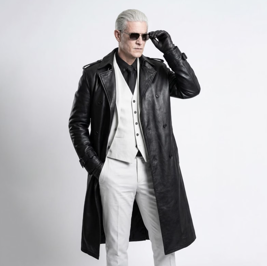 Resident Evil 9 Zeno Leather Trench Coat Black Gothic Cosplay