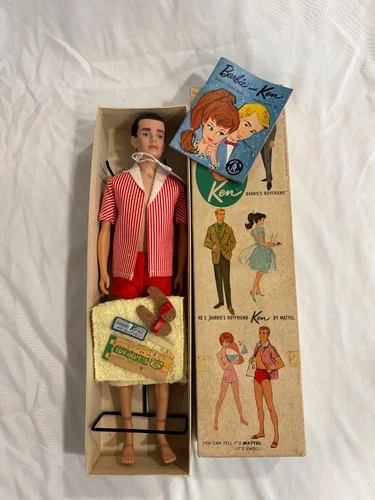 #1 Boxed Ken mattel vintage barbie doll flocked hair & tag (1)