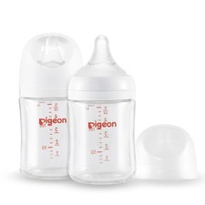 Pigeon Wide Neck Nursing 2 Glass Bottle 5.4 Oz Anti-Colic with 2 SS Nipples