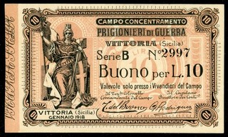 ITALY SICILY Prisoner of War Currency 5c VITTORIA JAN 1918 Series B2997 $$$$