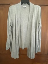 Crown  Ivy Lightweight Gray Open Cardigan Sweater Tab Long Sleeves M Women  s
