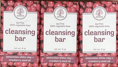 Madina Amazonian White Clay Cranberry Seed Oil Bar Soaps 6oz X 3pc Free shipping