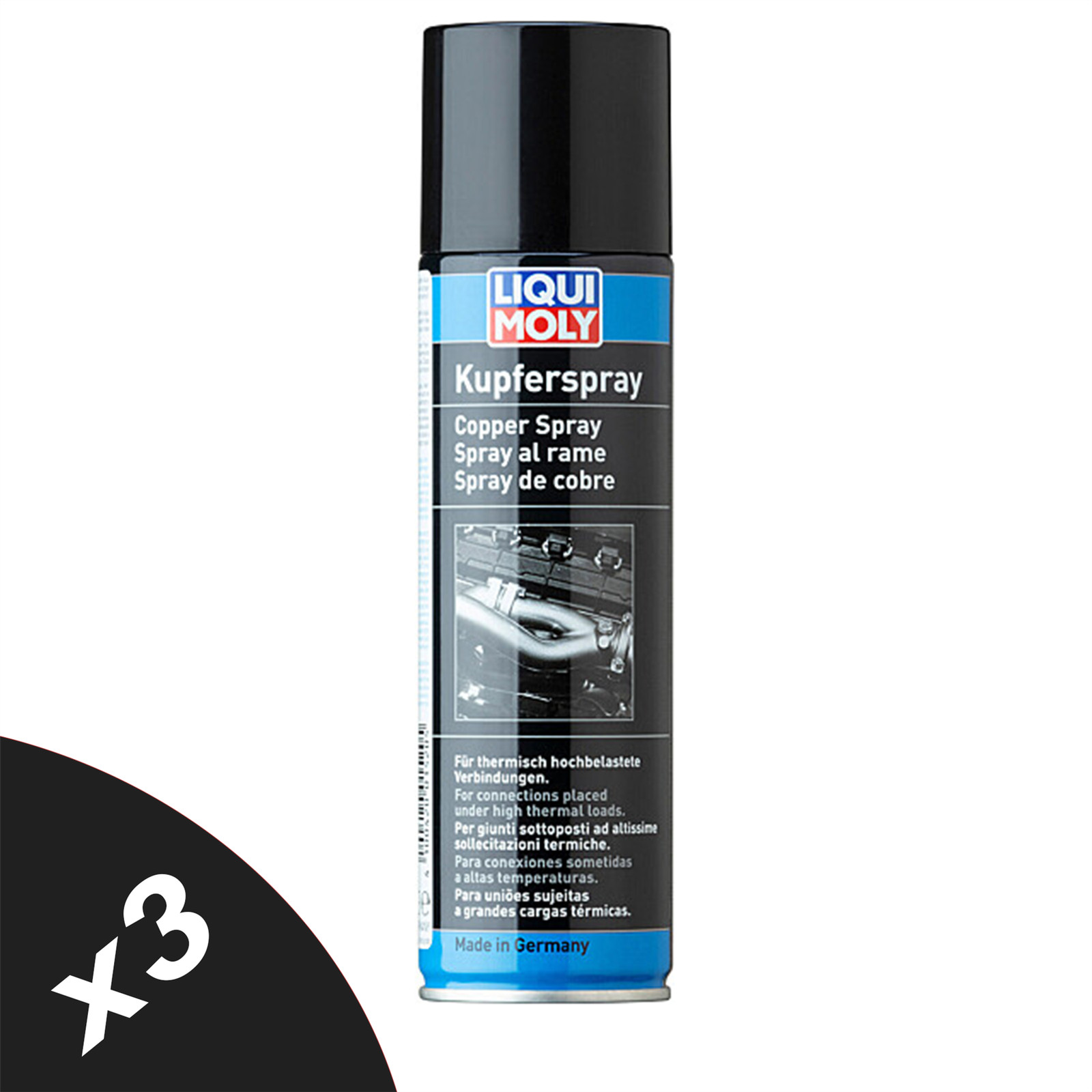 Liqui Moly Copper Spray Grease Anti-Seize Lubricant Heat Resistant Spray 3x250ml