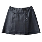 agnes b. black mini skirt, size 36, vintage sheepskin leather