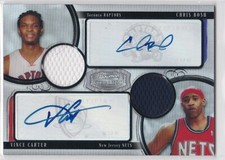 HOF CHRIS BOSH & VINCE CARTER 2007-08 BOWMAN STERLING DUAL JERSEY AUTO SP # 1/5