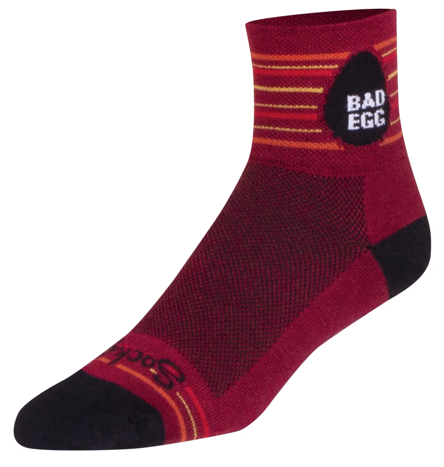 Socks - SockGuy - Bad Egg Red S/M 3" Classic Cycling/Running NEW - Image 2 of 4