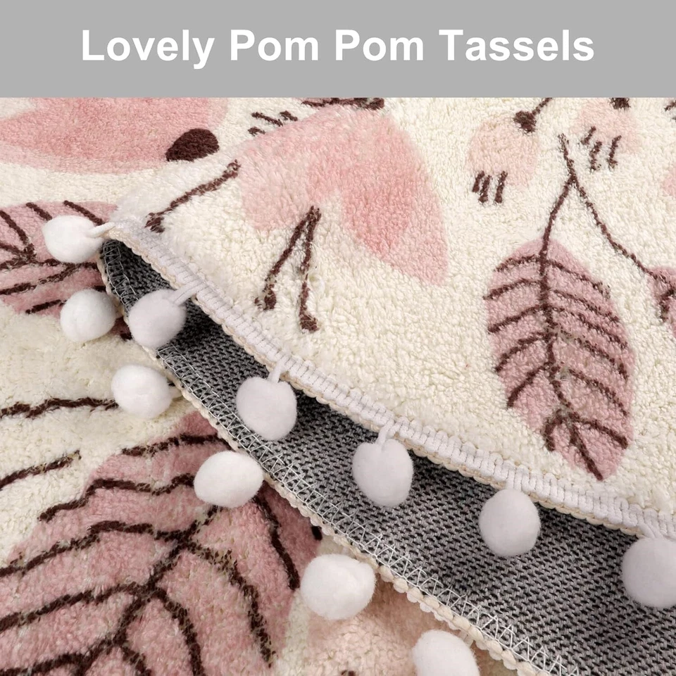 Alfombra redonda para dormitorio 5.3' círculo lindo área alfombra antideslizante Foto 2 de 4